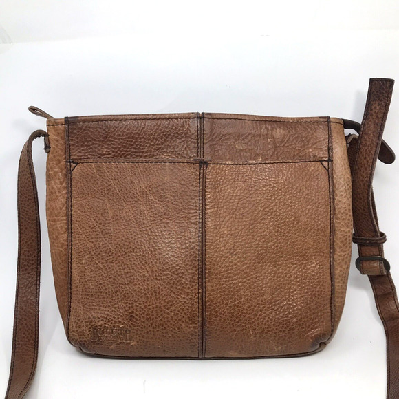 Duluth Trading Co Brown Pebbled Leather Crossbody Bag Purse Front Pockets Boho - Picture 3 of 16
